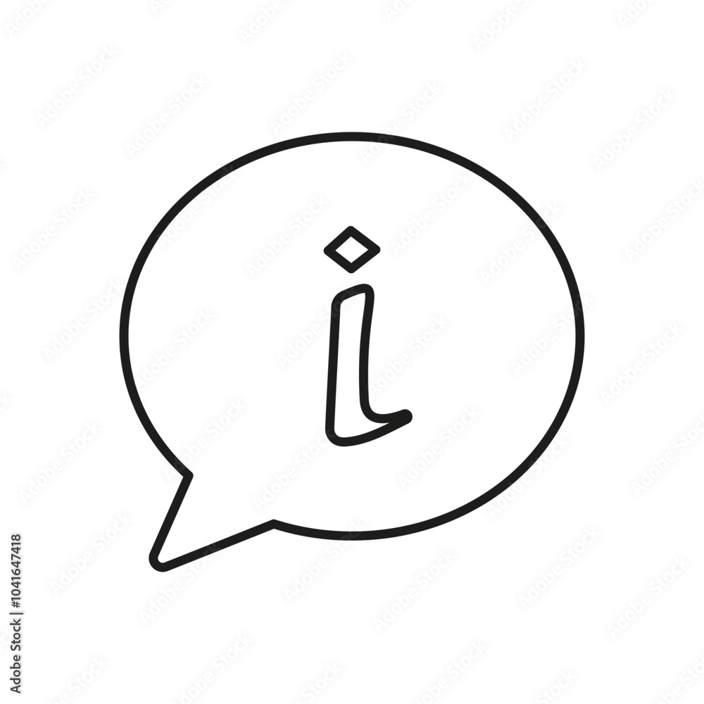 Poster information in speech bubble line icon. communication and customer support. info and help outline sy