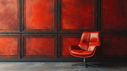 Rich burnt orange panelled wall background with subtle patina details bringing warmth and a vintage flair ideal for retroinspired dining areas or eclectic lounges