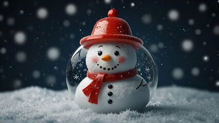 Fototapeta premium Happy snowman in the Christmas bauble 