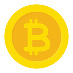 Gold bitcoin coin. Flat vector icon for mobile apps, UI or web design
