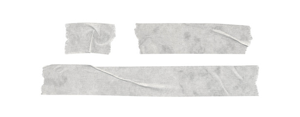 Set of duct tape lines, isolated white paper adhesive tape strips of different sizes on transparent background