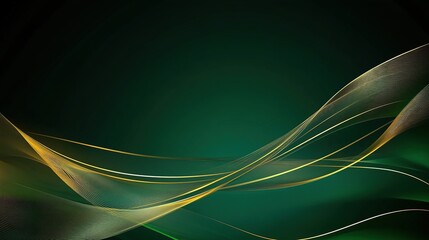Naklejka premium Elegant Green and Gold Wave Pattern Background