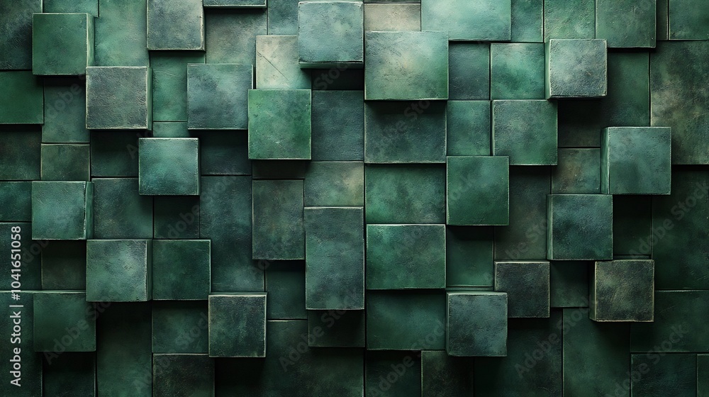Aufkleber rich olive green tech wall with interlocking cube patterns and a subtle shine bringing a natural and