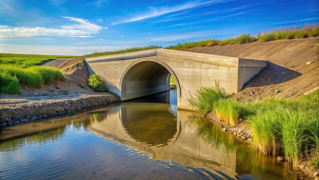Cement bridge with culvert on irrigation ditch