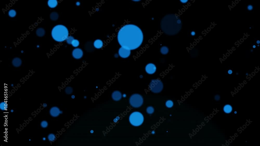 Canvas Prints abstract animation blue bokeh particles falling on black background. 4k 3d blue bokeh particles dust