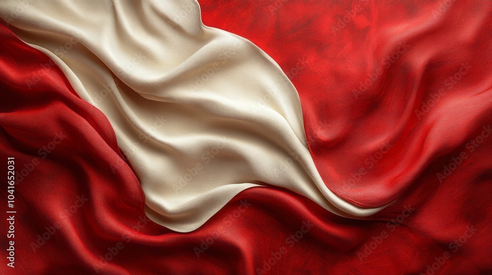 Poster a red and white flag with a red stripe