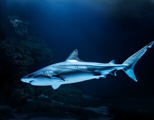Obraz premium Tiburón blanco azul el mar, Realista