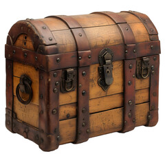 Wooden Pirate Treasure Chest with Transparent Background