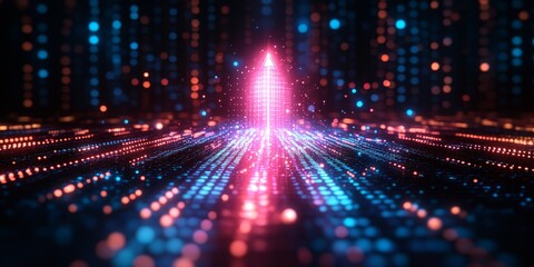 Obraz premium Upward arrow showing business growth and success in futuristic design