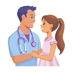 Obraz premium Doctor and young girl smiling.