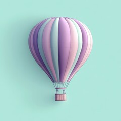 Naklejka premium Pastel hot air balloon against a turquoise background.