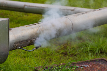 Corrosion rusty through socket tube steam gas leak pipeline