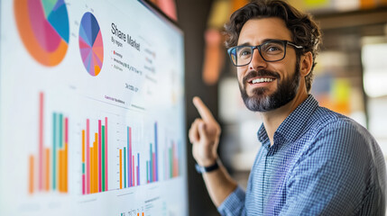 Engaging professional presenting data insights with enthusiasm