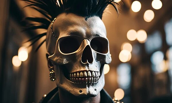Punk skull with crest.