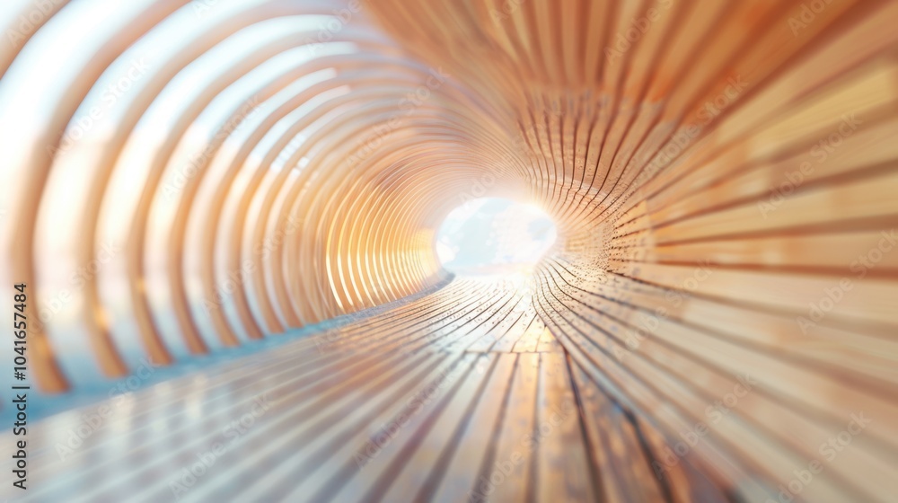 Poster the tunnel features smooth wooden contours and expansive light, creating an inviting and modern atmo