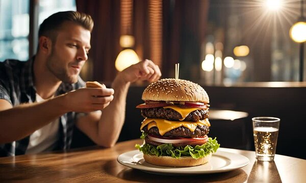 Giant burger in a food challenge.