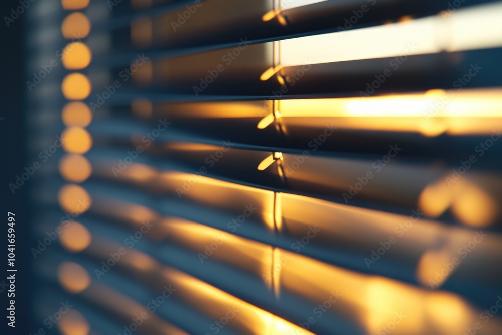 Poster a view of window blinds from inside looking out, often used in interior design and architecture cont