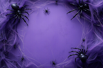 Title: "Spider Webs on a Purple Halloween Background