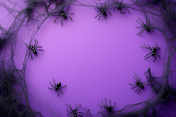 Title: "Spider Webs on a Purple Halloween Background