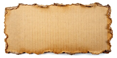 Burnt edge cardboard paper on white background