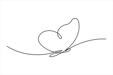 Continuous one line art drawing of butterfly design minimalism outline vector art illustration

