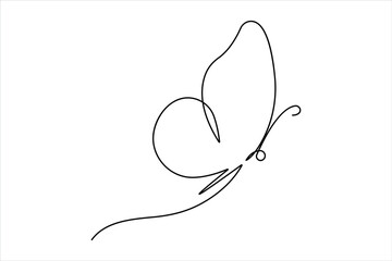 Continuous one line art drawing of butterfly design minimalism outline vector art illustration

