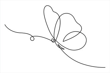 Continuous one line art drawing of butterfly design minimalism outline vector art illustration

