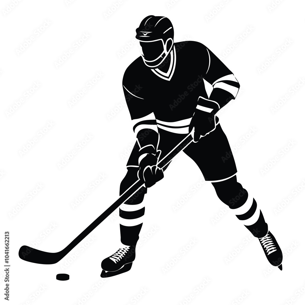 Wall mural Dynamic Hockey Player Silhouette Vector.