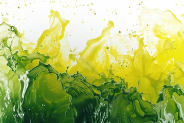 A close-up shot of a mixture of green and yellow liquids, suitable for use in chemical or scientific illustrations