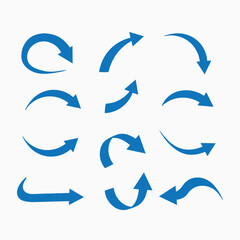 Directional arrow sign or curved icons set design