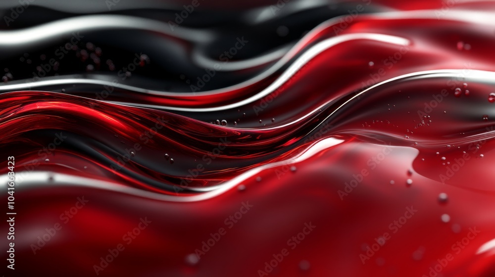 Aufkleber Swirling textures of deep red and dark black create an abstract composition, with light reflecting off the smooth surfaces, evoking a sense of movement and fluidity.