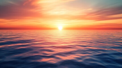 Fototapeta premium Serene Sunset Over Calm Ocean Waters