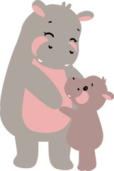 Sweet Hippo Family Moments – Perfect for Children’s Products and Designs