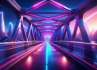 A bridge made of neon lights	