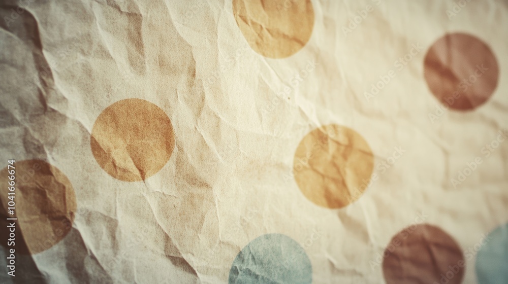 Aufkleber the crinkled surface features large polka dots in warm tones, creating a textured appearance that en