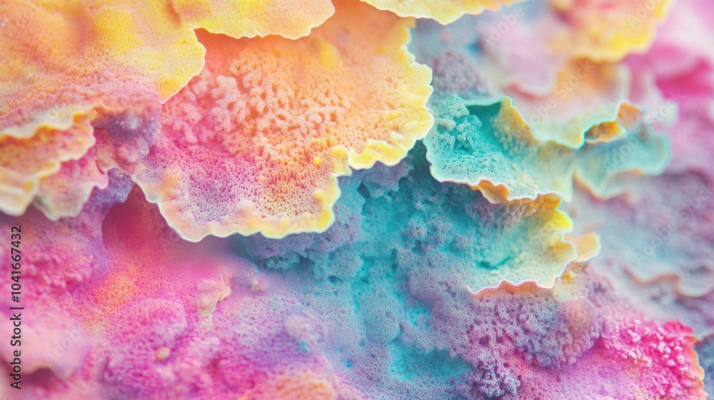 Poster vibrant coral formations display a stunning array of colors and textures, creating an otherworldly u