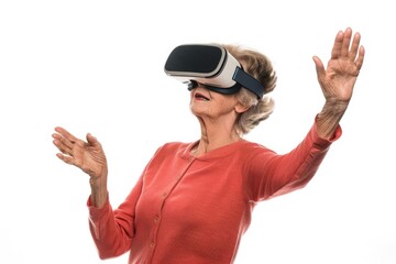 A senior citizen enjoying immersive technology, suitable for scenes about innovation or ageless curiosity