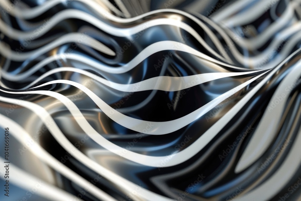 Poster a close-up view of a black and white wavy pattern, perfect for use in design and art projects