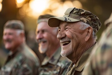 Fototapeta premium A group of veterans sharing a laugh and camaraderie