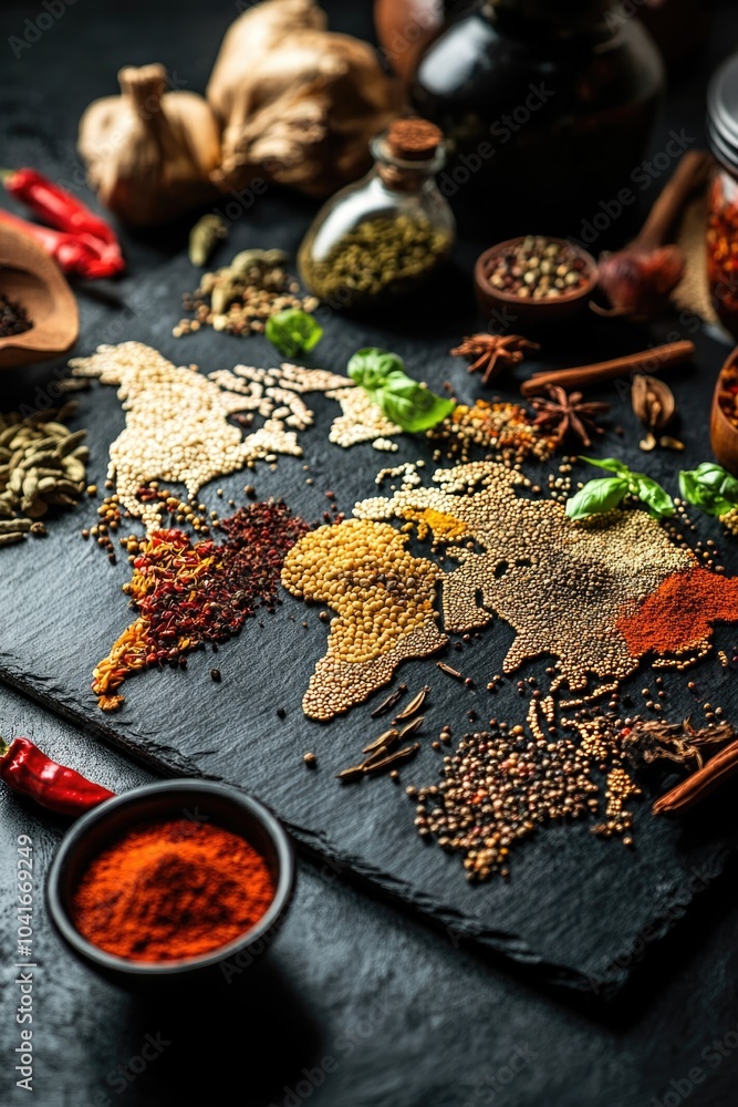 Poster a table topped with different types of spices