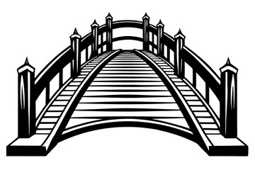 wooden bridge silhouette, wooden bridge vector illustration
