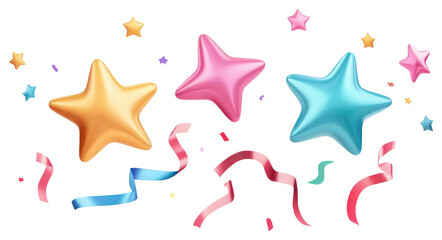 Obraz premium PNG Confetti colorful floating ribbons.