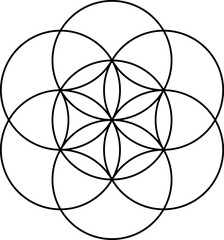 Seed of life vector symbol isolated on white background. Sacred geometry symbol concept.