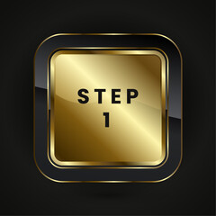 Step one Luxury rectangle button and premium vector button design that used in premium web button for Black and gold button vector design.