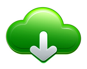 green color cloud with arrow, download icon