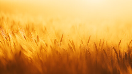 Fototapeta premium Golden wheat field swaying gently under the warm sunlight during a peaceful late afternoon in harvest season