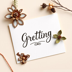 Happy Greeting Card Decorated With Dried Flowers