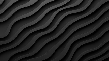 Obraz premium A textured black wallpaper featuring flowing wave patterns, creating a modern and sophisticated visual appeal.