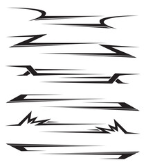 Wrap design for car vectors. Set car stickers stripes