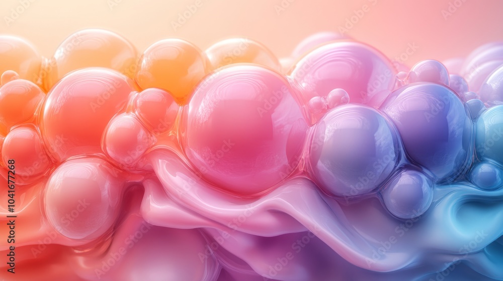 Poster a multitude of glossy bubbles in vibrant shades of pink, orange, and purple create an eye-catching a